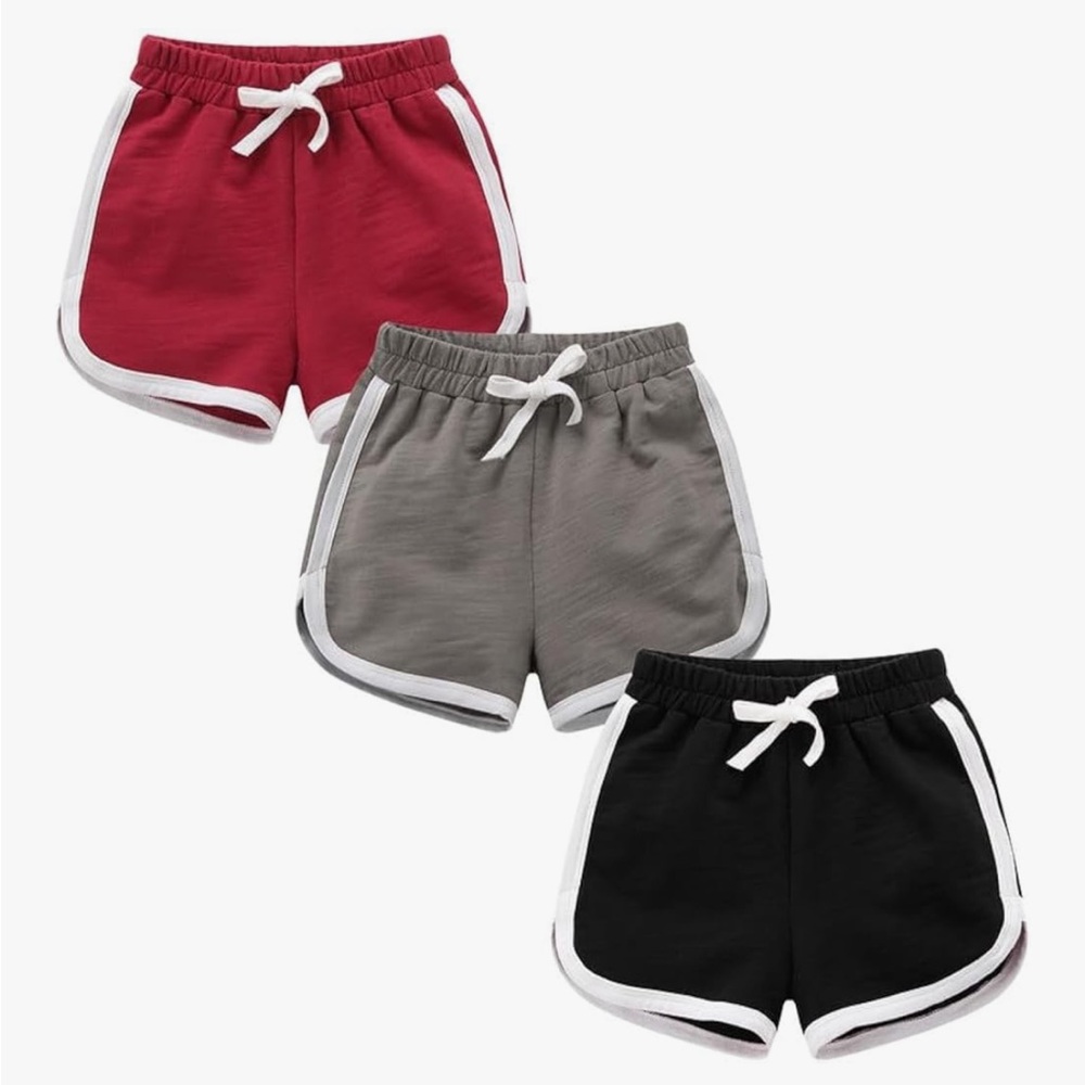 T.H.L.S. Kids 3-Pack Athletic Shorts - Red, Gray, Black